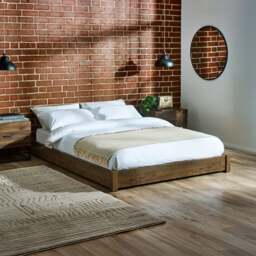Marston – Double – Platform Bed – Rustic– Wooden – 4ft6 - Happy Beds - thumbnail 1