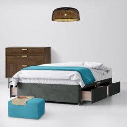King Size - Divan Bed - With Storage - Dark Grey - Velvet - 5ft - Happy Beds - thumbnail 3