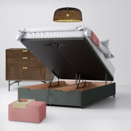 King Size - Divan Bed - With Storage - Dark Grey - Velvet - 5ft - Happy Beds - thumbnail 4
