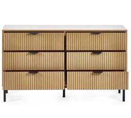 Sia – 6-Drawer Chest of Drawers – Oak/Black – Wood/Metal - Happy Beds - thumbnail 6