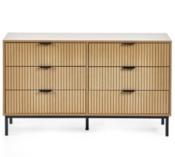 Sia – 6-Drawer Chest of Drawers – Oak/Black – Wood/Metal - Happy Beds - thumbnail 5