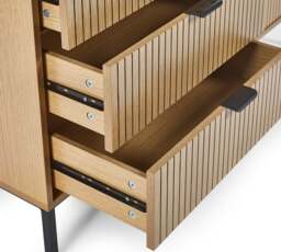 Sia – 6-Drawer Chest of Drawers – Oak/Black – Wood/Metal - Happy Beds - thumbnail 4