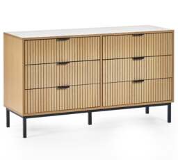Sia – 6-Drawer Chest of Drawers – Oak/Black – Wood/Metal - Happy Beds - thumbnail 7