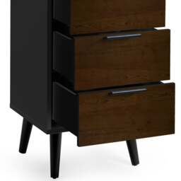 Alba – 5-Drawer Narrow Chest of Drawers – Walnut and Black – Lacquered MDF - Happy Beds - thumbnail 4