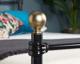 Atlas - Double - Black Metal Bed Frame with Antique Brass Finials - Double - Happy Beds - thumbnail 6
