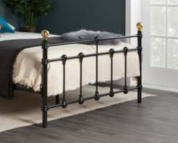 Atlas - Double - Black Metal Bed Frame with Antique Brass Finials - Double - Happy Beds - thumbnail 5