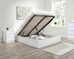 Oslo - Double - Ottoman Storage Bed - White - Wooden - 4ft6 - Happy Beds - thumbnail 2