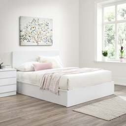 Oslo - Double - Ottoman Storage Bed - White - Wooden - 4ft6 - Happy Beds - thumbnail 1