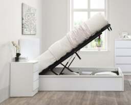 Oslo - Double - Ottoman Storage Bed - White - Wooden - 4ft6 - Happy Beds - thumbnail 4