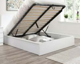 Oslo - Double - Ottoman Storage Bed - White - Wooden - 4ft6 - Happy Beds - thumbnail 6
