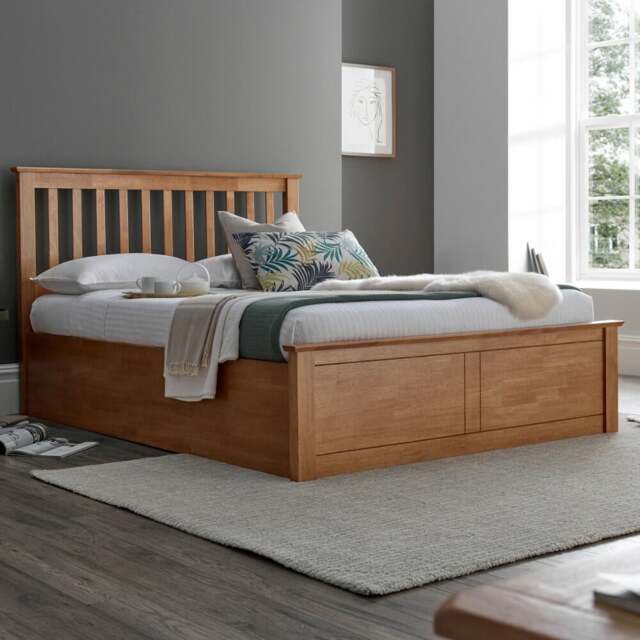 Malmo - King Size - Ottoman Bed - Oak - Wood - King - Happy Beds