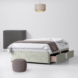 Small Double - Divan Bed - Light Grey - Velvet - 4ft - Happy Beds - thumbnail 2
