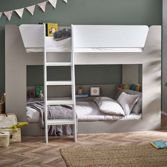 Parsec - Single – Bunk Bed with Angled Ladder - Taupe/White - Wooden - 3ft - image 1