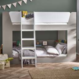 Parsec - Single – Bunk Bed with Angled Ladder - Taupe/White - Wooden - 3ft - thumbnail 1