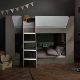 Parsec - Single – Bunk Bed with Angled Ladder - Taupe/White - Wooden - 3ft - thumbnail 2
