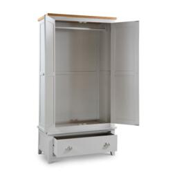 Richmond - 2 Door Combination Wardrobe - Grey/Oak - Wooden - Happy Beds - thumbnail 2