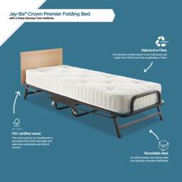 Jay-Be Small Single - Crown Premier Folding Guest Bed with Deep Sprung Mattress - 2ft6 - Happy Beds - thumbnail 8