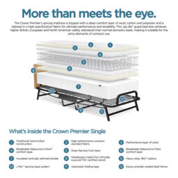 Jay-Be Small Single - Crown Premier Folding Guest Bed with Deep Sprung Mattress - 2ft6 - Happy Beds - thumbnail 7