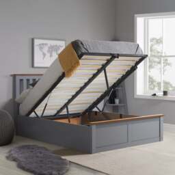 Phoenix - King Size - Ottoman Storage Bed - Stone Grey - Wooden - King - Happy Beds - thumbnail 2