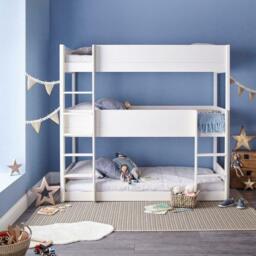 Snowdon - Kids Triple Sleeper Bunk Bed - White - Wood - 3ft - Happy Beds - thumbnail 2