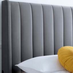 Luther - King Size - Winged Electric Ottoman Storage TV Bed - Grey - Velvet - 5ft - Happy Beds - thumbnail 7