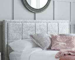 Hannover - Double -Light Grey - Velvet - 4ft6 - Happy Beds - thumbnail 2