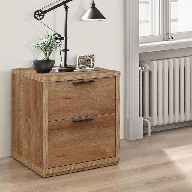 Stockwell - Rustic 3 Drawer Bedside Table - Oak - Wooden - Happy Beds - image 1