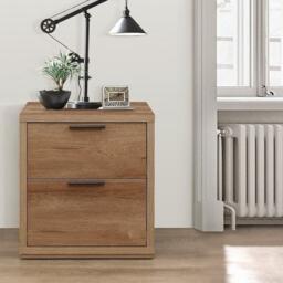 Stockwell - Rustic 3 Drawer Bedside Table - Oak - Wooden - Happy Beds - thumbnail 2