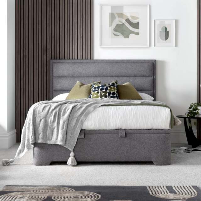 Kirkby - Super King Size - Fabric Ottoman Storage Bed - Light Grey - Fabric - 6ft - Happy Beds