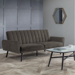 Afina - 2 Seater Sofa Bed - Grey - Velvet - Happy Beds - thumbnail 1