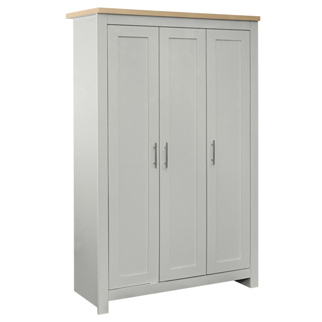 Highgate - 3 Door Wardrobe - Grey/Oak - Wooden - Happy Beds - image 1