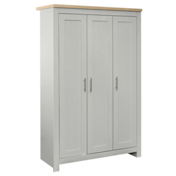 Highgate - 3 Door Wardrobe - Grey/Oak - Wooden - Happy Beds - thumbnail 1