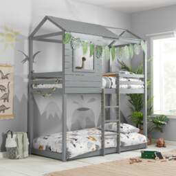 Adventure - Single - Kids House Style Bunk Bed - Grey - Wooden - 3ft - Happy Beds - thumbnail 1