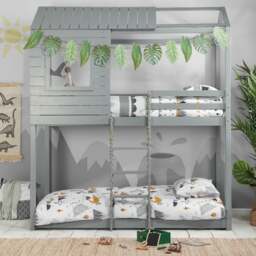 Adventure - Single - Kids House Style Bunk Bed - Grey - Wooden - 3ft - Happy Beds - thumbnail 2