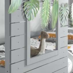 Adventure - Single - Kids House Style Bunk Bed - Grey - Wooden - 3ft - Happy Beds - thumbnail 6