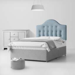 Victor - Small Double - Buttoned Headboard - Duck Egg Blue - Fabric - 4ft - Happy Beds - thumbnail 2