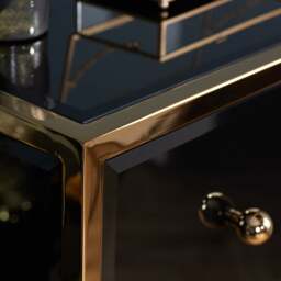 Fenwick - 4 Drawer Chest - Black/Gold - Glass/Metal - Happy Beds - thumbnail 3