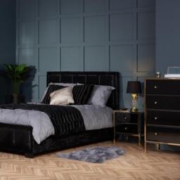 Fenwick - 4 Drawer Chest - Black/Gold - Glass/Metal - Happy Beds - thumbnail 7