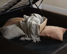 Berlin - Small Double - Brown Leather Ottoman Storage Bed Frame - Small Double -Happy Beds - thumbnail 5