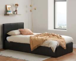 Berlin - Small Double - Brown Leather Ottoman Storage Bed Frame - Small Double -Happy Beds - thumbnail 4