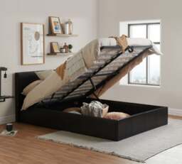 Berlin - Small Double - Brown Leather Ottoman Storage Bed Frame - Small Double -Happy Beds - thumbnail 2