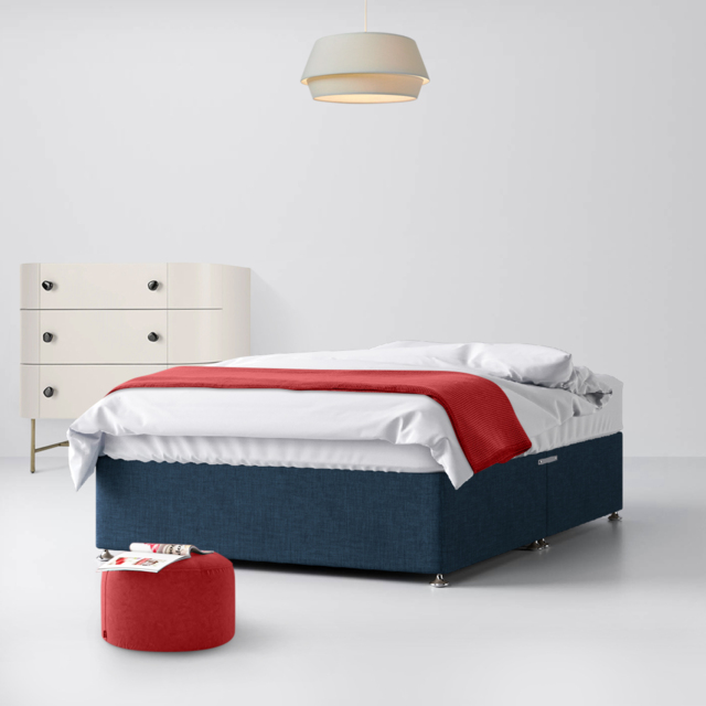 Super King Size - Divan Bed - With Storage - Dark Blue - Fabric - 6ft - Happy Beds - image 1