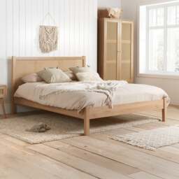 Croxley - King Size - Bed Frame - Oak - Rattan Wood - 5ft - Happy Beds