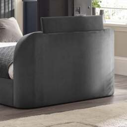 Croft - Super King Size - TV Bed with Storage Compartment - Dark Grey - Velvet - 6ft - Happy Beds - thumbnail 6