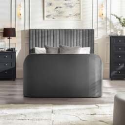 Croft - Super King Size - TV Bed with Storage Compartment - Dark Grey - Velvet - 6ft - Happy Beds - thumbnail 2