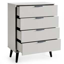 Alba – 4-Drawer Wide Chest of Drawers – Silk Grey – Lacquered MDF - Happy Beds - thumbnail 3