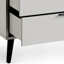 Alba – 4-Drawer Wide Chest of Drawers – Silk Grey – Lacquered MDF - Happy Beds - thumbnail 6