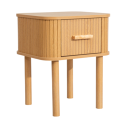 Axel - 1 Drawer Fluted Bedside Table - Oak - Wooden - Happy Beds - thumbnail 6