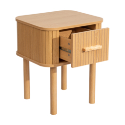 Axel - 1 Drawer Fluted Bedside Table - Oak - Wooden - Happy Beds - thumbnail 7