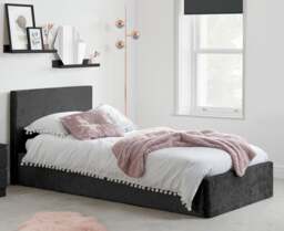 Berlin - King Size - Ottoman Storage Bed - Black - Crushed Velvet - King - Happy Beds - thumbnail 3